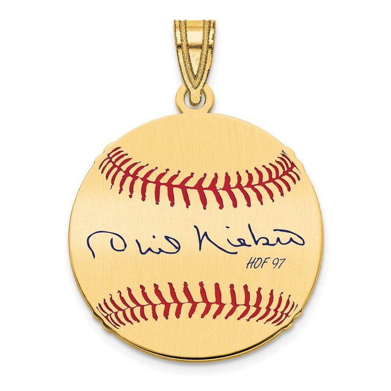14k Gold Plated Phil Niekro Signature Sm Enamel Baseball Pendant